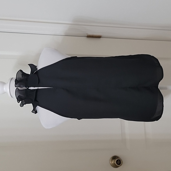 SHEIN Size M Black Frill Trim Mock Neck Sleeveless Blouse, EUC - Picture 6 of 15